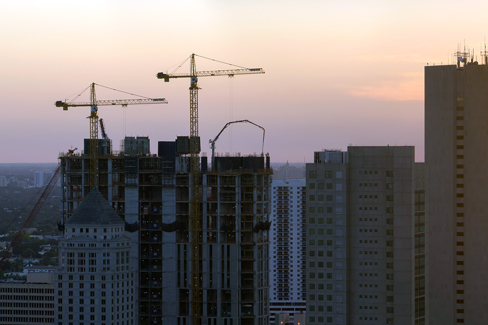 Construction work going on in the buildings