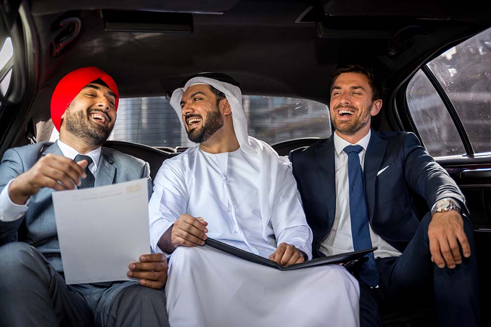 Passengers in Dubai taxi 