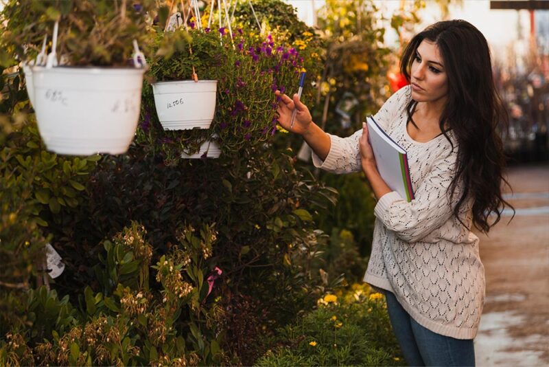  checking her garden for summer in Dubai 