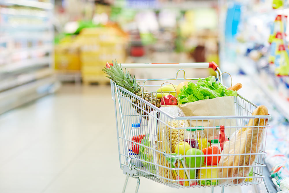 A trolley loaded with fresh produces 