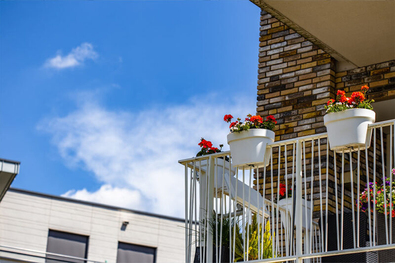 An elegantly designed balcony with plants