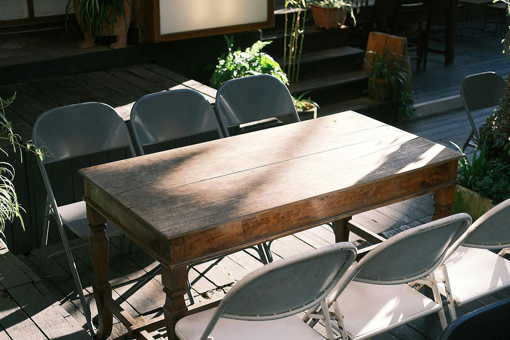 A Table on a Patio 