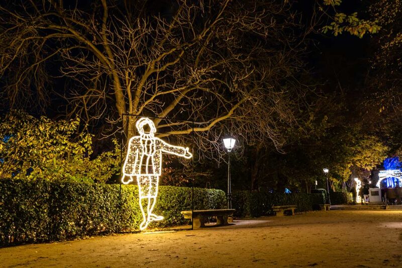 A light in the shape of a man in the garden