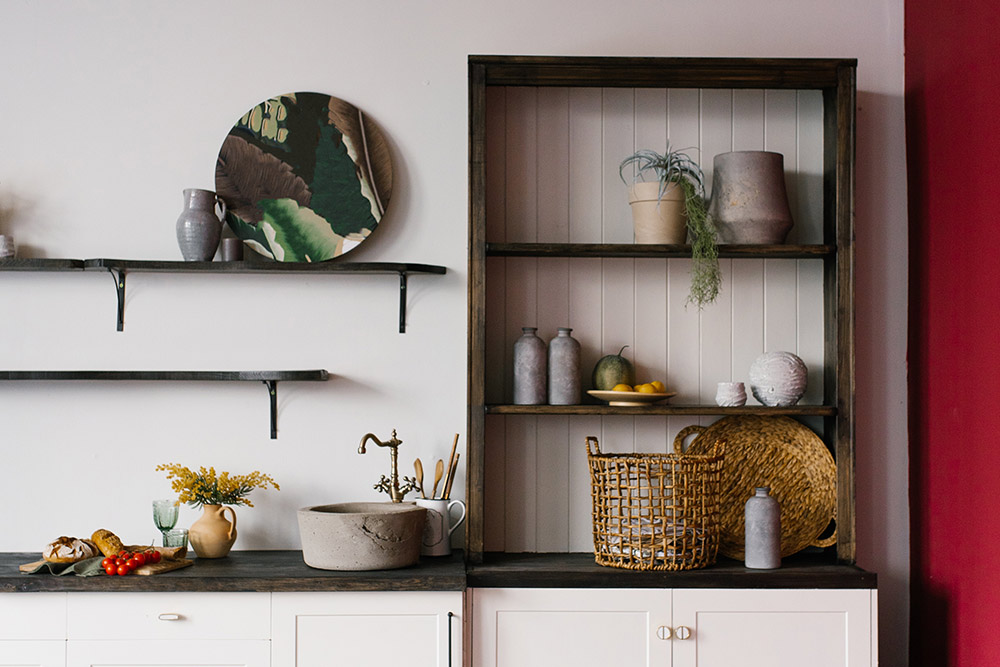 Cabinets and shelves for storage space