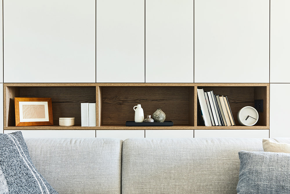 Cabinets fitted in the walls for space