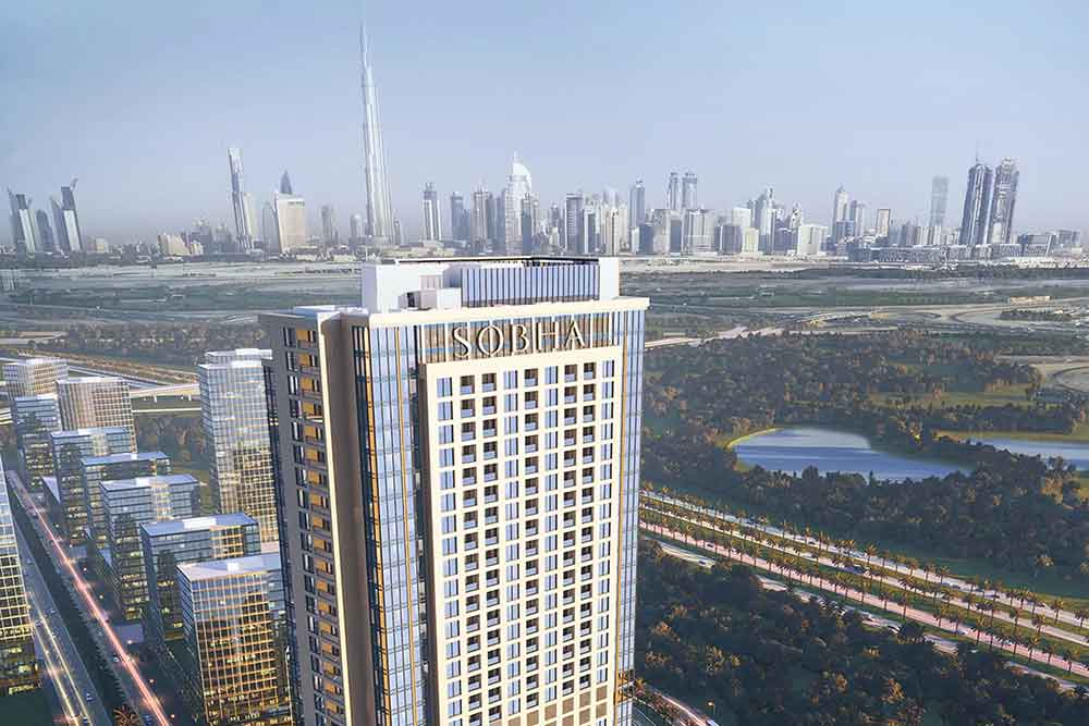 Creek Vista Grande is an ongoing construction project by Sobha Real Estate and offers a breathtaking backdrop of Burj Khalifa 