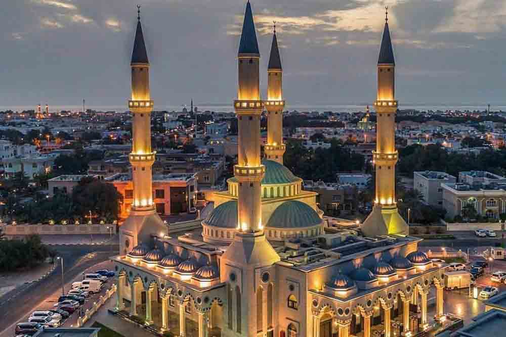 Beautiful golden mosque Ariel view 