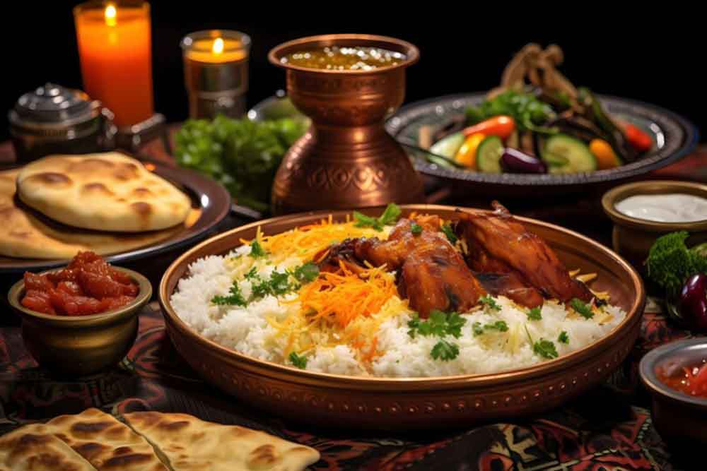 Close up on appetizing Iraqi meal