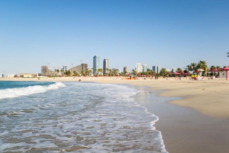 relaxing at al mamzar beach park and enjoying Dubai’s view