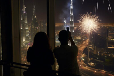 people watching fireworks in Dubai