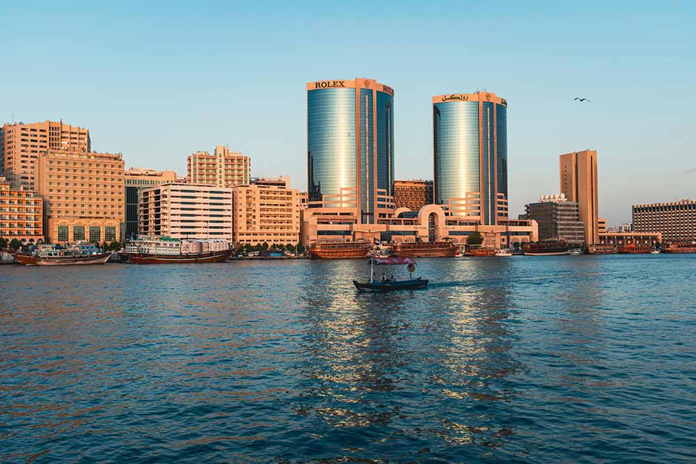 Deira Twin Towers on Sea Coast in Dubai 