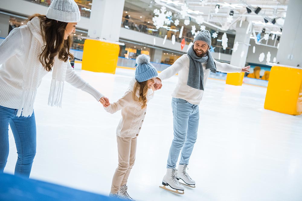 Family ice skating in Dubai