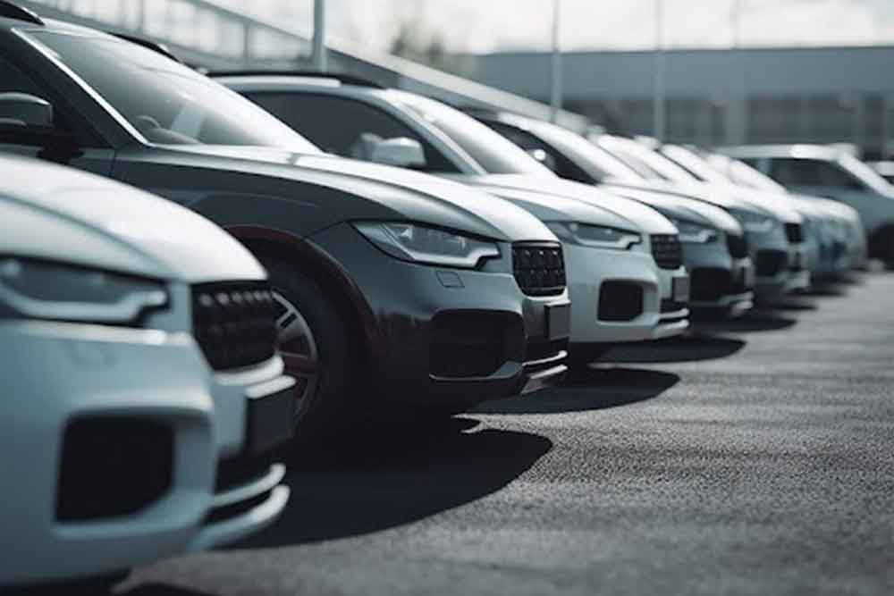 cars parked outside the mall