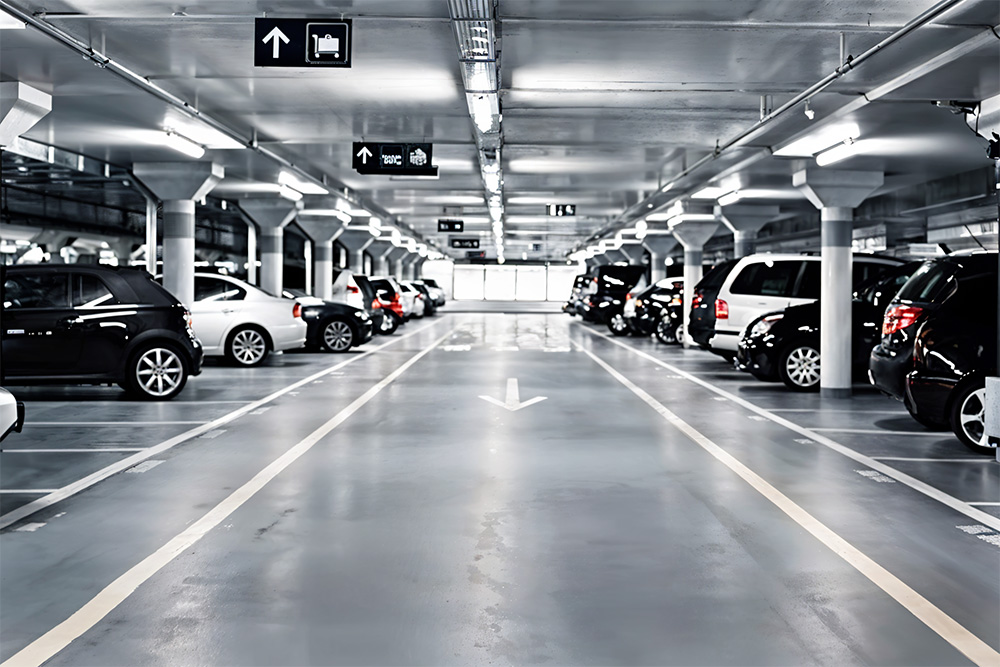 parking lot of a mall