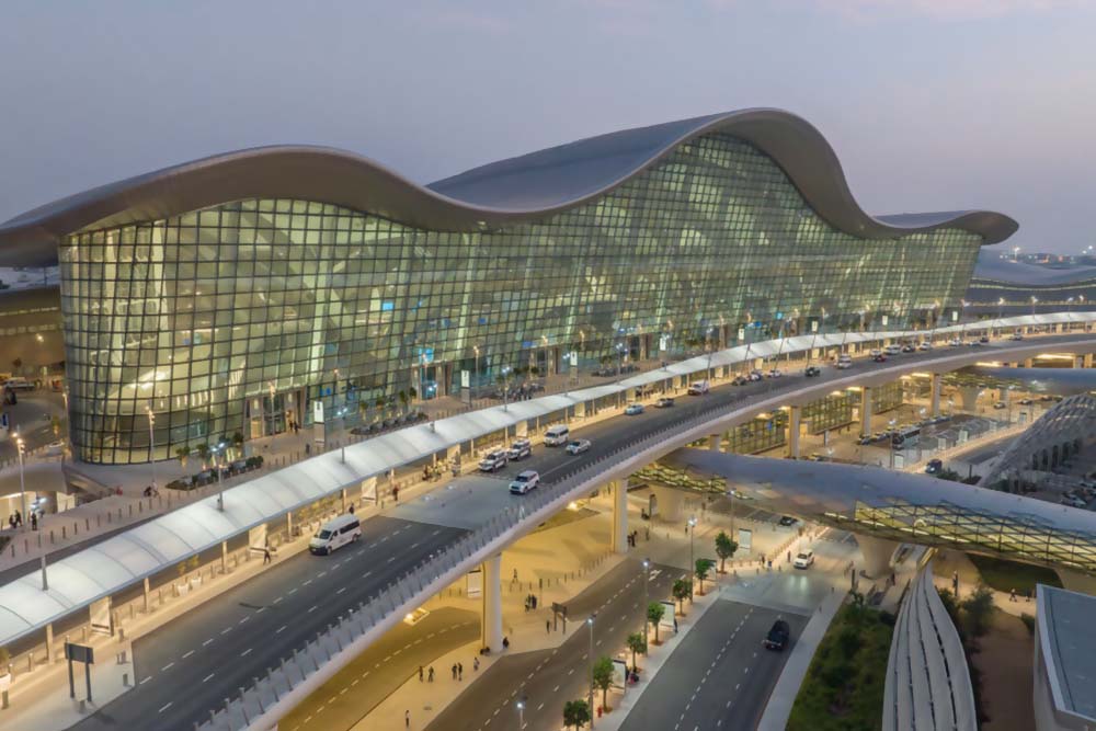 Glass interior of Abu Dhabi National Exhibition Centre