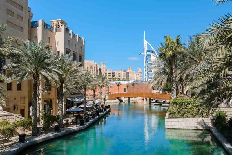 Burj al Arab saw from Madinat Jumeirah, Dubai United Arab Emirates.