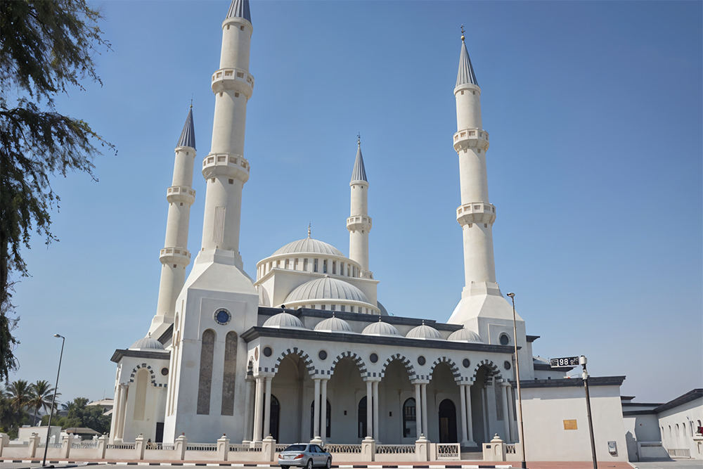 Beautiful blue mosque in Dubai