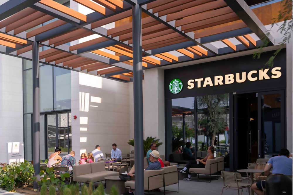 Starbucks in Distrikt shopping mall at Tilal Al Ghaf