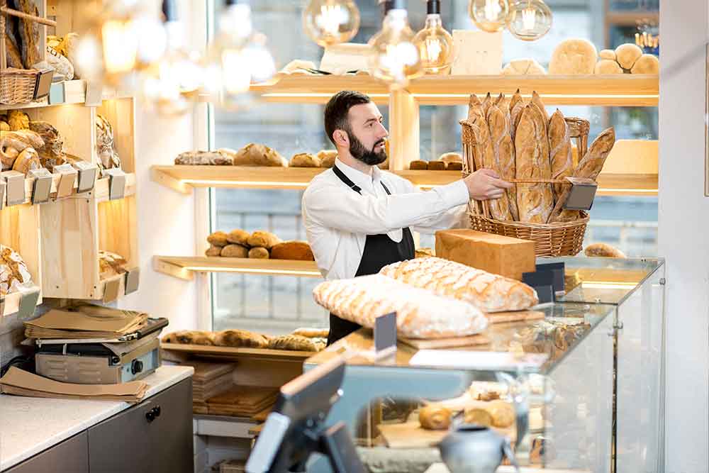 Types of breads in a bakery