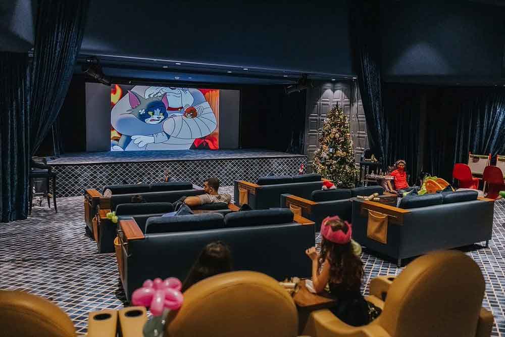 Movie theatre showing cartoon 