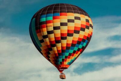 Black and Multicolored Hot-Air Balloon