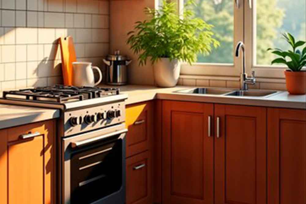  Wooden Cupboards in an open kitchen