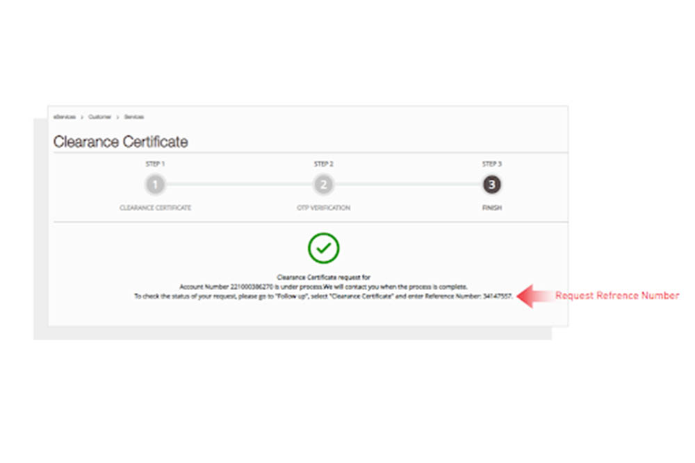 Follow-up on clearance certificate