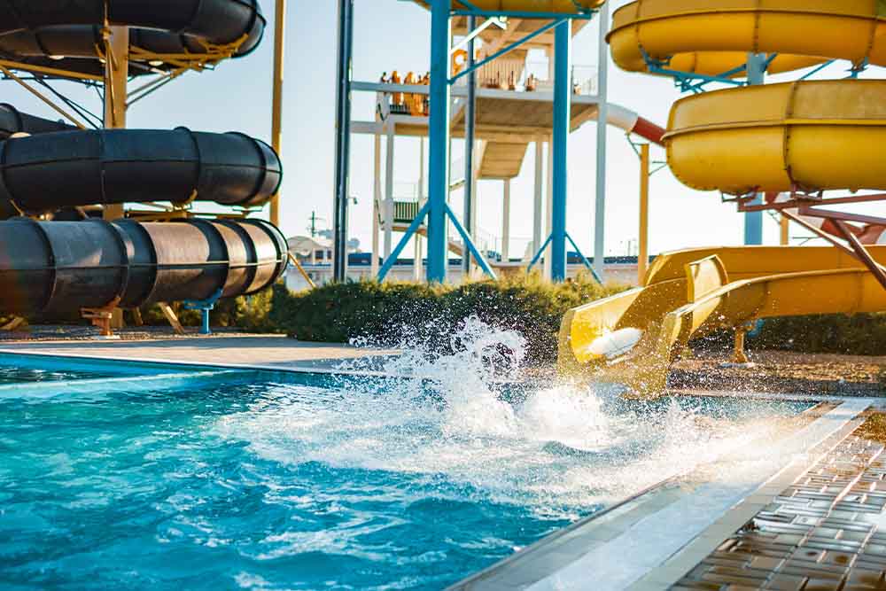 Water slides at the waterpark in Dubai