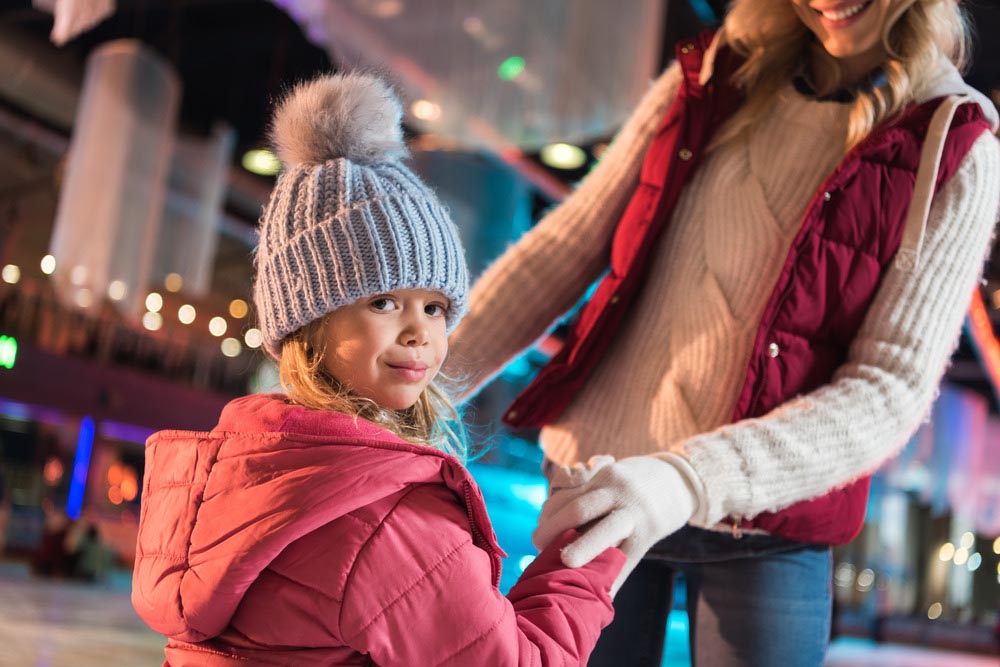 Kids learning to skate in Galleria Ice Rink Dubai