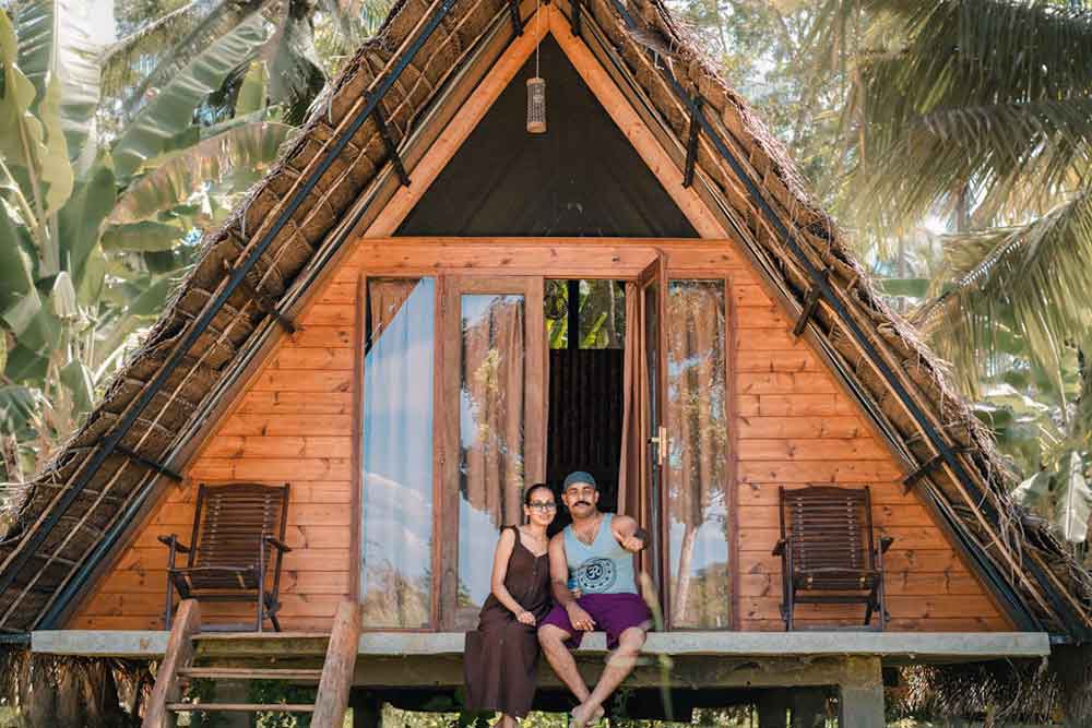 A couple enjoying honeymoon in Sri Lanka's private hut