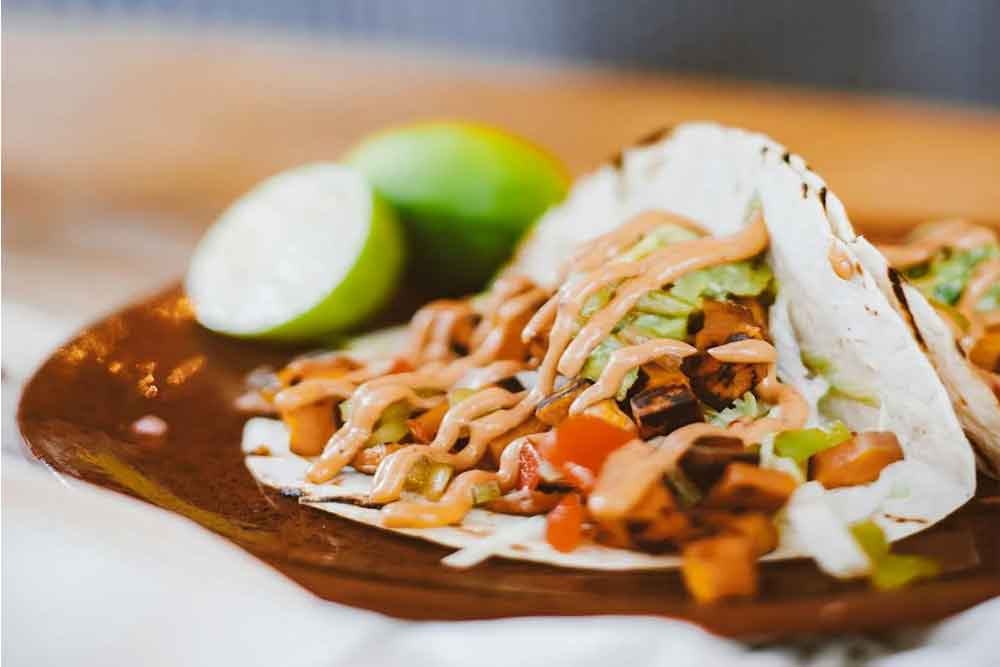 A Delicious Shawarma on a Brown Tray