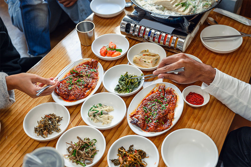 Korean menu on the table