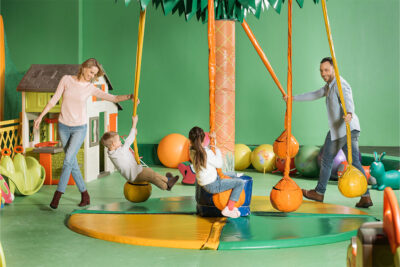 Kids playing with family in Dubai