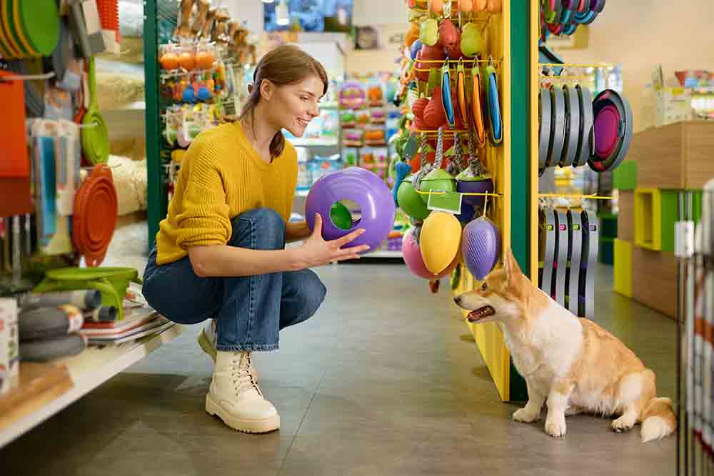 pet accessories in a pet store