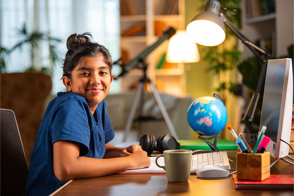 A girl studying in a top-rated school in Kalba