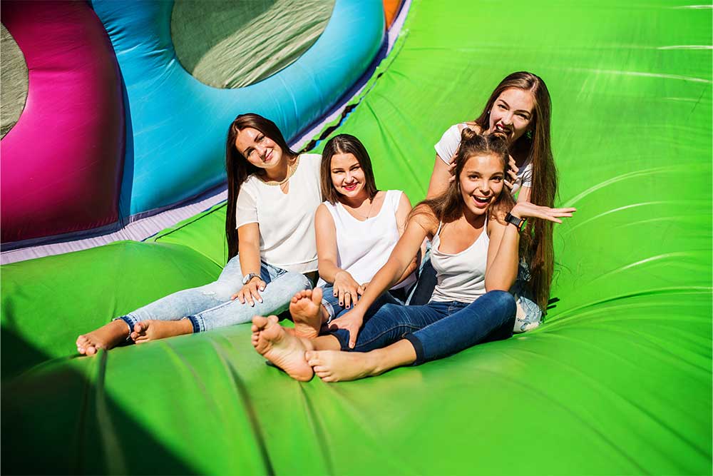 Kids having fun on slides