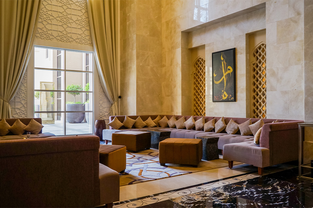 Modern living area of hotel in Sharjah