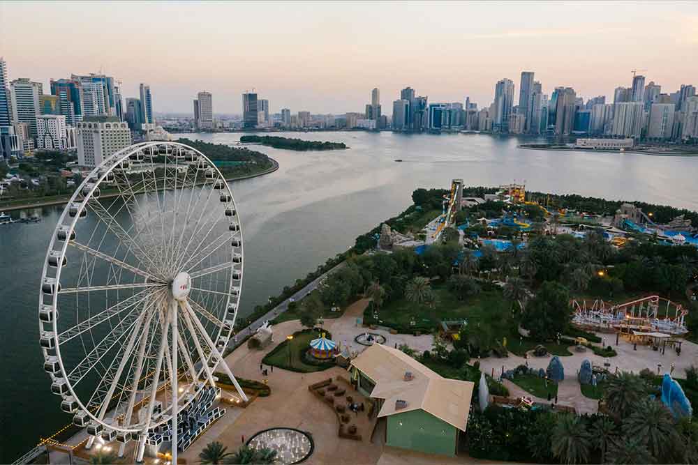 Sharjah coastline shining down