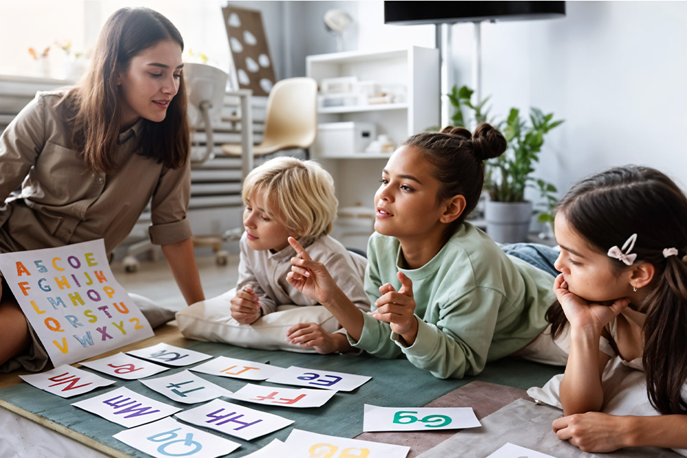 Children learning alphabets