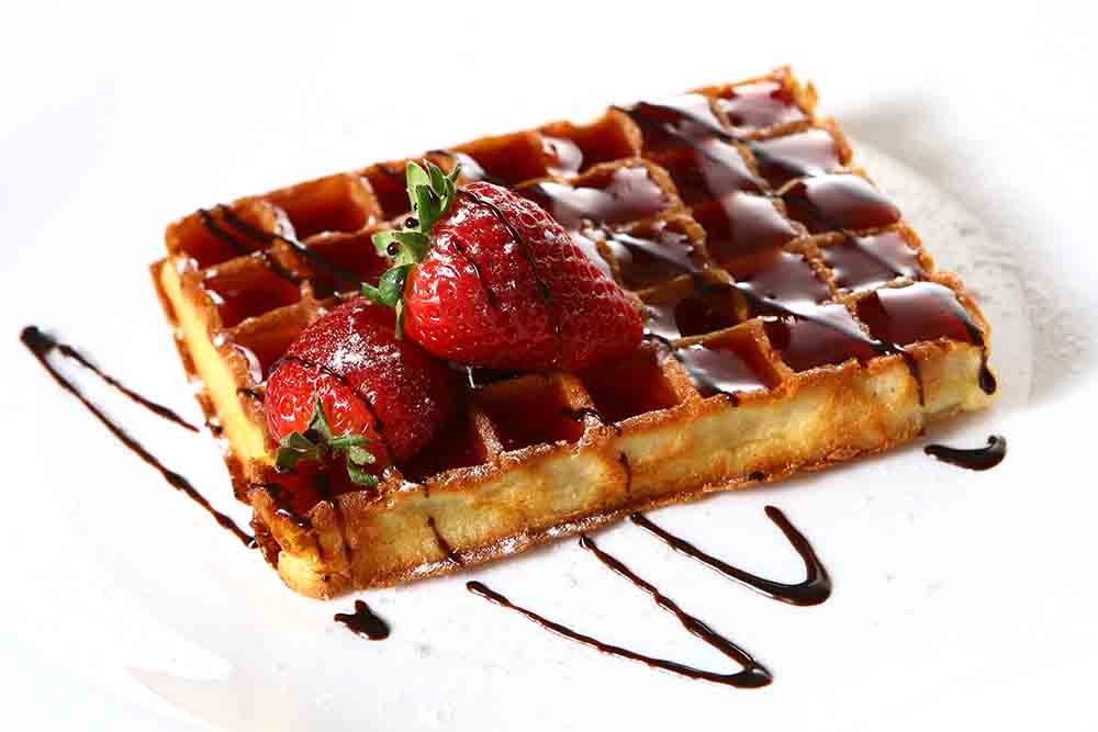 Belgium waffles on plates