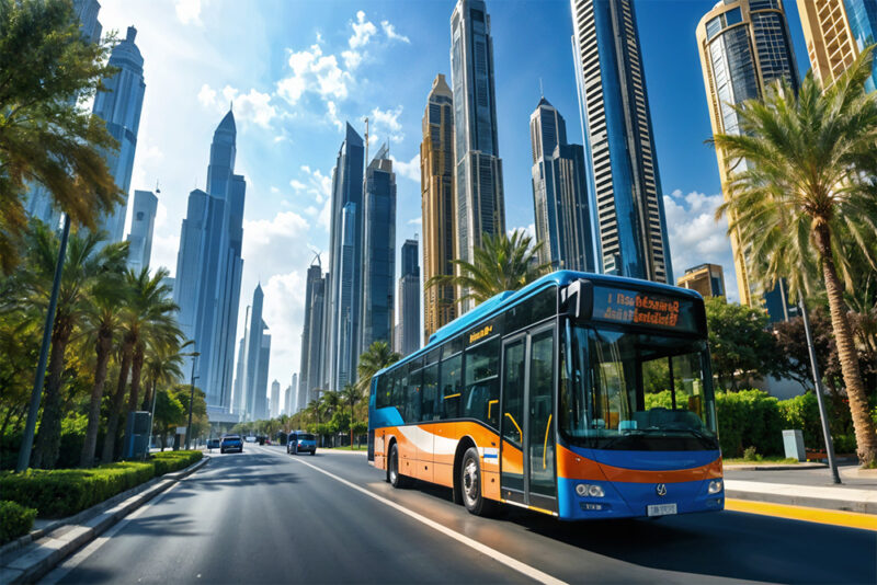 Ajman Bus moving on a road