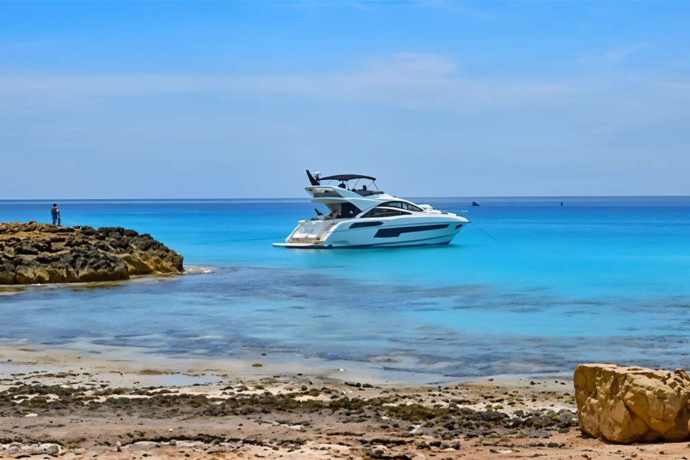 speeding around blue waters with royal blue coast yachts