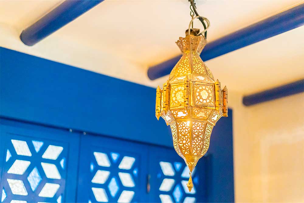 Rich-coloured lanterns used in Arabic decor