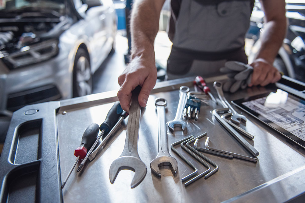 Mechanic in a car garage