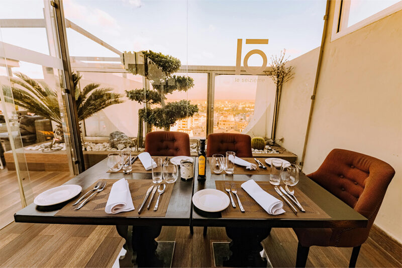 A well-decorated rooftop restaurant in Sharjah