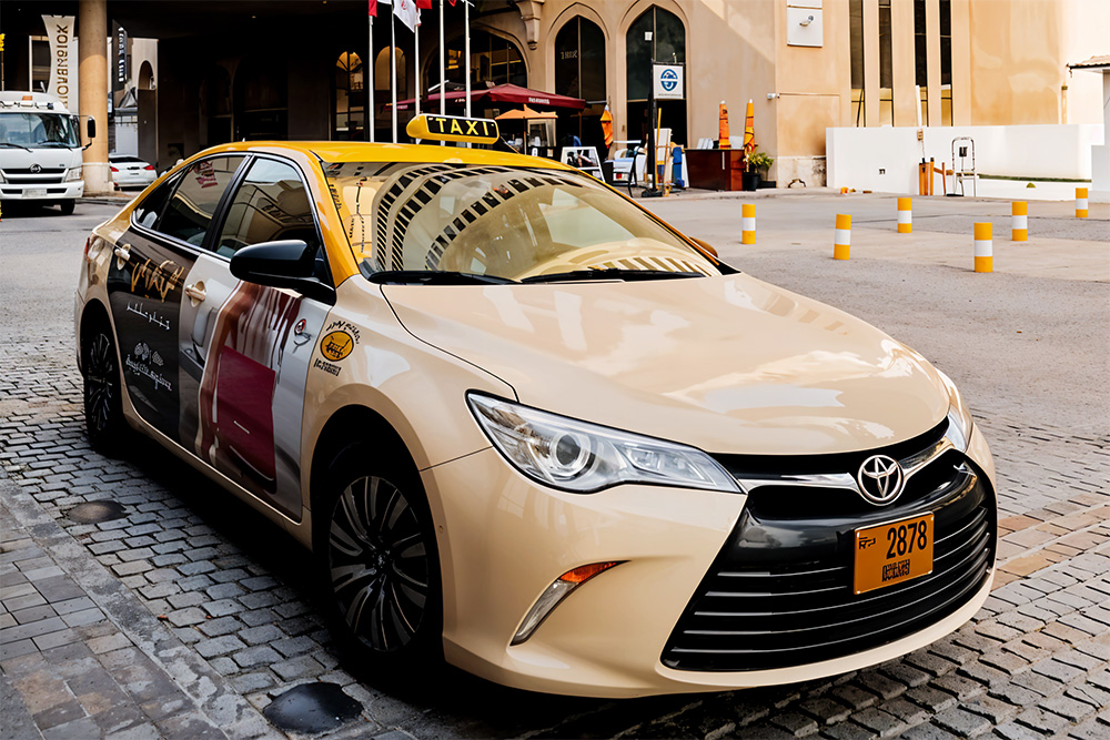 transporting via a taxi in dubai