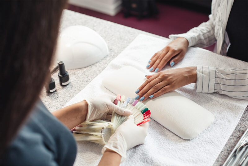 A pampering manicure session at a salon in Khalifa City