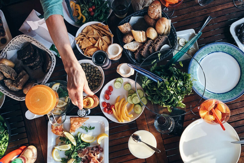 Family gathering at a brunch