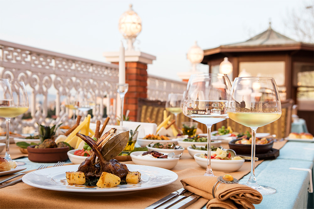 Lunch served at a rooftop restaurant in Abu Dhabi