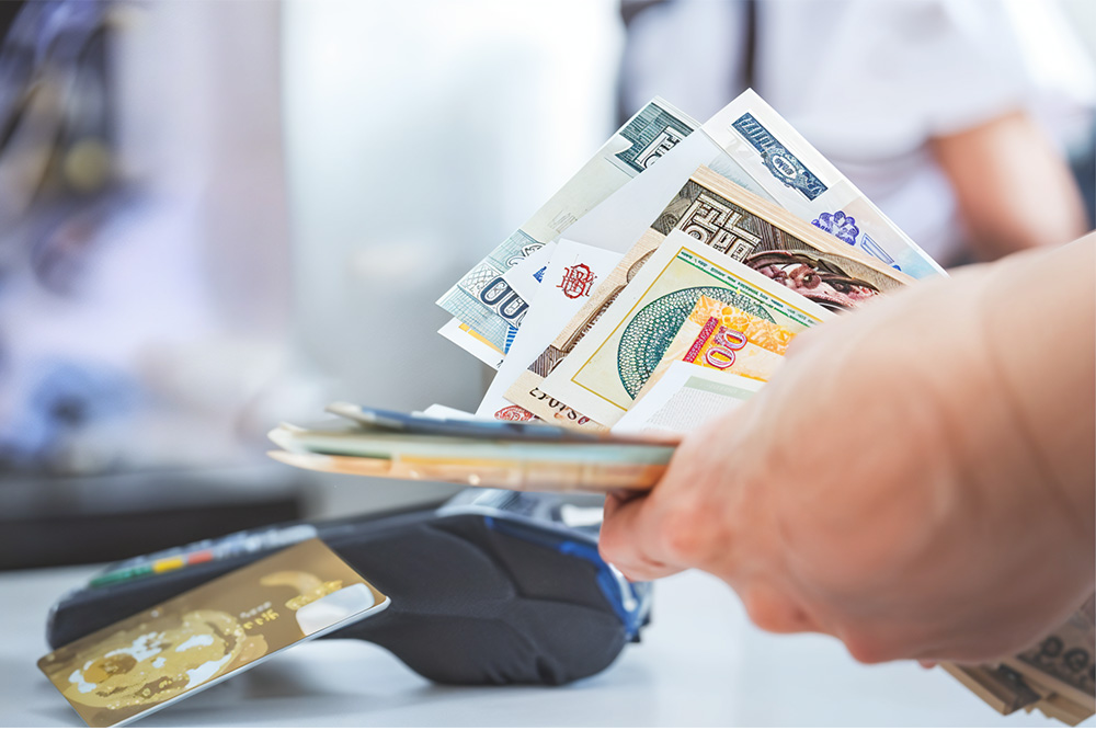 Woman paying with cash